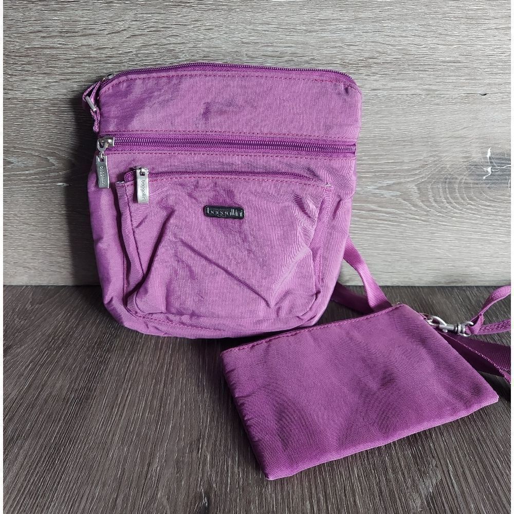 Baggallini Purple Crossbody Bag with RFID Wristlet Pouch